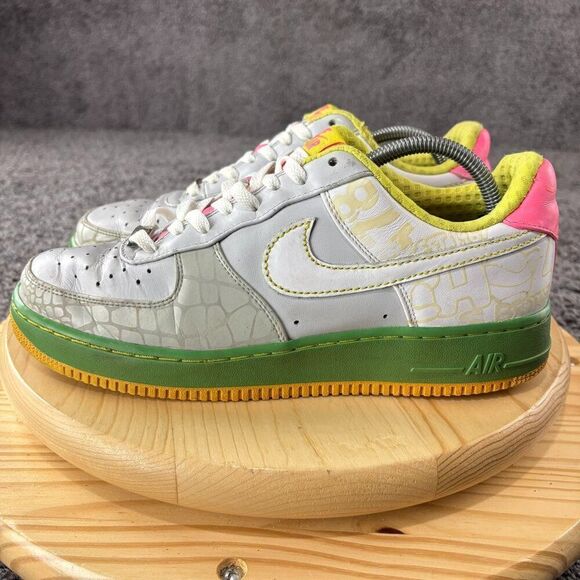 Nike Air Force 1 Premium '07 Grey Azure Sneakers Women 11.5 Leather Low Top Shoe - Picture 1 of 11
